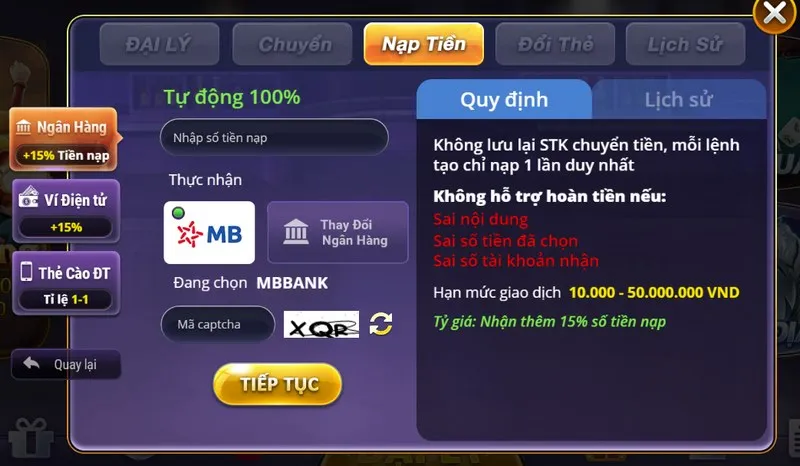 4 bước nạp tiền chơi game bài đổi thưởng uy tín