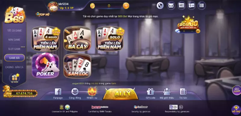 Vô số game bài cho người chơi thử sức